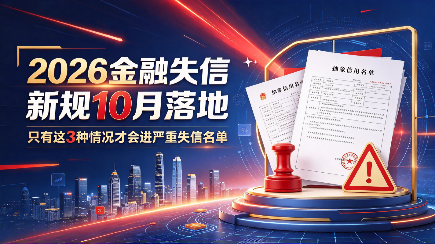 2026金融失信新规10月落地，只有这3种情况才会进严重失信名单